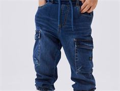 Name It dark blue denim baggy cargo jeans